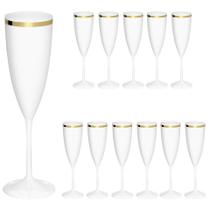 Taças De Espumante Acrílico 170ml 12pcs Borda Dourada Prime Taças De Espumante Acrílico 170ml 12pcs Borda Dourada Prime