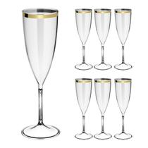 Taças De Espumante Acrílico 170ml 6pcs Borda Dourada Prime Taças De Espumante Acrílico 170ml 6pcs Borda Dourada Prime