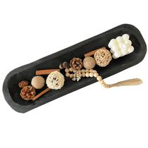 Taças de massa de madeira decorativas BEDAZE Black (50x15x5cm)