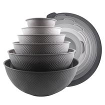 Taças de mistura COOK WITH COLOR, 12 peças de plástico com tampas, cinza