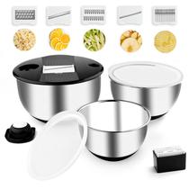 Taças de mistura weltonhm Set 3 de aço inoxidável com tampas pretas