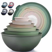 Taças de mistura Zulay Kitchen, conjunto de 12 peças de plástico com tampas Taças de mistura Zulay Kitchen, conjunto de 12 peças de plástico com tampas