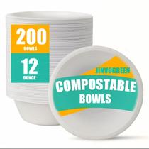 Taças de papel compostáveis JINVOGREEN 12 onças (200 unidades) brancas