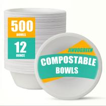 Taças de papel compostáveis JINVOGREEN 12 onças (500 unidades) brancas