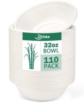 Taças de papel descartáveis Dynta 32 onças, pacote 110, compostáveis, brancas Taças de papel descartáveis Dynta 32 onças, pacote 110, compostáveis, brancas