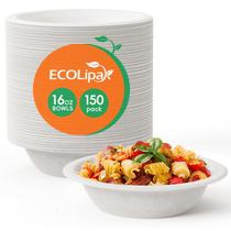 Taças de papel descartáveis EcoLipak 150, pacote de 480 ml, compostáveis