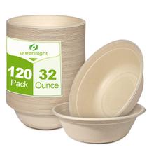 Taças de papel greensight 950 ml - pacote com 120 unidades biodegradáveis para micro-ondas