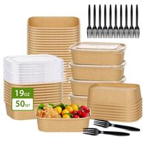Taças de papel Kraft descartáveis de 550 ml com tampas, pacote com 50 DI QIU REN