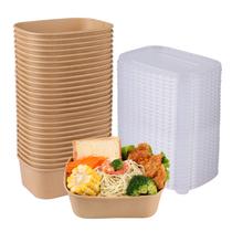 Taças de papel Kraft descartáveis JAYEEY 800mL com tampas, pacote com 50