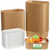 Taças de papel Kraft descartáveis Maxdot com tampas de PP, 650 ml, pacote com 50