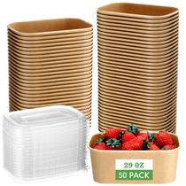 Taças de papel Kraft descartáveis Maxdot com tampas de PP, 850 ml, pacote com 50