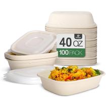 Taças de papel TopOpper 1200 ml com tampas, 100 pacotes compostáveis