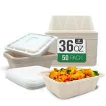 Taças de papel TopOpper de 1100 ml com tampas, pacote com 50 unidades compostáveis Taças de papel TopOpper de 1100 ml com tampas, pacote com 50 unidades compostáveis