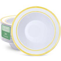 Taças de plástico Boocikey 350ml descartáveis com borda dourada x30 Taças de plástico Boocikey 350ml descartáveis com borda dourada x30