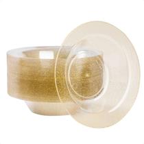 Taças de plástico Goodluck Gold Glitter 350 ml (pacote com 50)