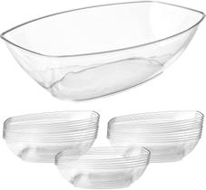 Taças de servir de plástico oval transparente Prestee de 1,9 L (pacote com 12) Taças de servir de plástico oval transparente Prestee de 1,9 L (pacote com 12)