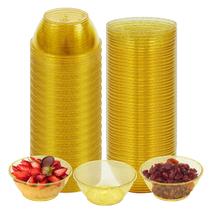 Taças de sobremesa de plástico Pyntop 6 onças, pacote com 100 unidades douradas para festas