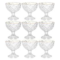 Taças de Sobremesa em Vidro Diamond Fio de Ouro 170mL 9 Peças - Lyor