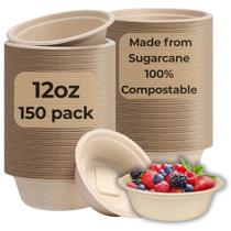 Taças de sopa descartáveis Moose Medoz 150 PCS 350 mL de bagaço Taças de sopa descartáveis Moose Medoz 150 PCS 350 mL de bagaço