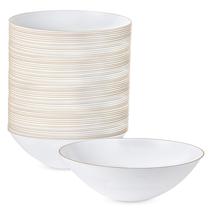 Taças de sopa PLASTICPRO White Plastic 470 ml (40 unidades) com borda dourada Taças de sopa PLASTICPRO White Plastic 470 ml (40 unidades) com borda dourada