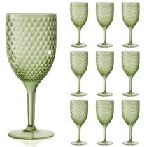Taças de vinho de plástico LEYIQU, kit com 10 unidades, 385 ml, verde sálvia Taças de vinho de plástico LEYIQU, kit com 10 unidades, 385 ml, verde sálvia