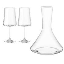 Taças de Vinho e Decanter em Cristal Com Titânio Pleasure 460ml 3 peças - Haus Concept 56413/101-2 e 56413/105