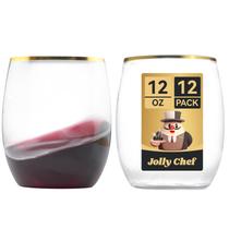 Taças de vinho JOLLY CHEF Gold Plastic 350mL sem haste x12