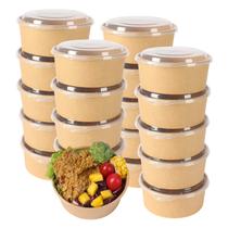 Taças descartáveis de papel para salada Kraft JAYEEY 750 mL com tampas, pacote com 50