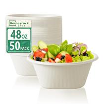 Taças descartáveis Homestockplus 1,4 L compostáveis, pacote com 50 unidades, brancas