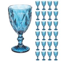 Taças Diamante Copos Vidro Azul Bico De Jaca 300ml - 24Un Taças Diamante Copos Vidro Azul Bico De Jaca 300ml - 24Un