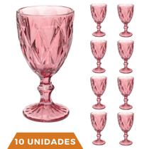 Taças Diamante Copos Vidro Lilás Bico De Jaca 300ml 10 Unidades Taças Diamante Copos Vidro Lilás Bico De Jaca 300ml 10 Unidades