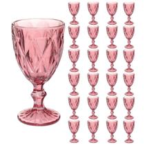 Taças Diamante Copos Vidro Lilás Bico De Jaca 300ml - 24Un Taças Diamante Copos Vidro Lilás Bico De Jaca 300ml - 24Un