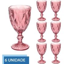 Taças Diamante Copos Vidro Lilás Bico De Jaca 300ml - 6Un Taças Diamante Copos Vidro Lilás Bico De Jaca 300ml - 6Un