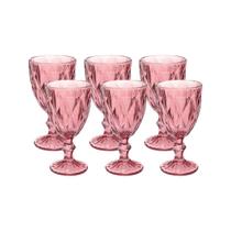 Taças Diamante Copos Vidro Lilás Bico De Jaca 300ml - 6un Taças Diamante Copos Vidro Lilás Bico De Jaca 300ml - 6un