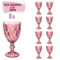 Taças Diamante Copos Vidro Lilás Bico De Jaca 300ml 8 Unidad Taças Diamante Copos Vidro Lilás Bico De Jaca 300ml 8 Unidad