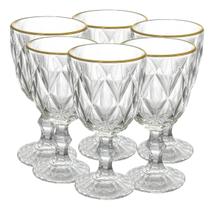 Taças Diamond Transparente C/ Borda Fio De Ouro Lyor 330ml Taças Diamond Transparente C/ Borda Fio De Ouro Lyor 330ml