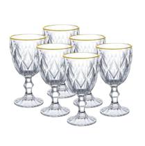 Taças Diamond Transparente C/ Borda Fio De Ouro Lyor 330ml Taças Diamond Transparente C/ Borda Fio De Ouro Lyor 330ml