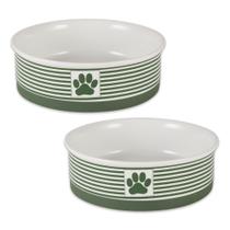 Taças para animais de estimação DII Bone Dry Ceramic Paw Print listradas para animais de estimação