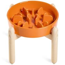 Taças Slow Feeder para cães LE TAUCI Ceramic com suporte de madeira