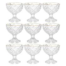 Taças Sobremesa Em Vidro Diamond Fio Ouro 170Ml 9 Peças Lyor