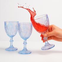 Taças Vidro 300ml 50ml Relevo Ondulado Mesa Posta Efeito Colorido Transparente