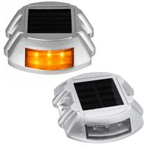 Tacha Solar Sinalizador Viario Olho de Gato Kit 2 Uni Sinalizaçao Estrada Avenida Obra Transito Pista Iluminaçao