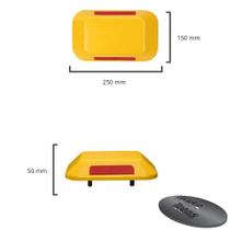 Tachão de sinalização -conduz tintas -bi direcional corpo amarelo, refletivos vermelhos-250x150x50mm