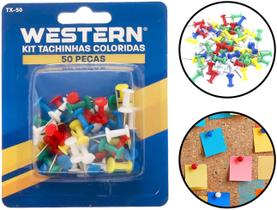 Tachinhas Coloridas Percevejo Para Quadro Mural Feltro Escritório Multiuso Kit Com 50 Unidades