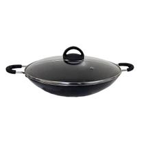 Tacho Chinês Panela Wok Alumínio Antiaderente Tampa 32cm2,5l