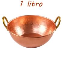 Tacho De Cobre Puro Com Alças Liga De Bronze 1 Litro
