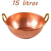 Tacho De Cobre Puro Com Alças Liga De Bronze 15 Litros