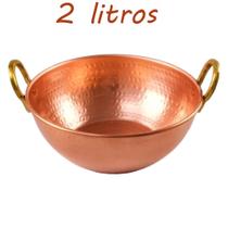Tacho De Cobre Puro Com Alças Liga De Bronze 2 Litros - IMPÉRIO DO COBRE