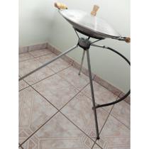 Tacho Disco de Arado 38cm Feito Em Aço Carbono e Tampa de Alumínio Tripé Removível Com Fogareiro Flex Gás/Álcool Tacho Disco de Arado 38cm Feito Em Aço Carbono e Tampa de Alumínio Tripé Removível Com Fogareiro Flex Gás/Álcool