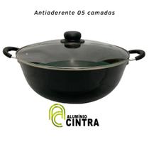 TACHO PANELA CAÇAROLA WOK TEFLON ANTIADERENTE Nº32CM TAMPA VIDRO